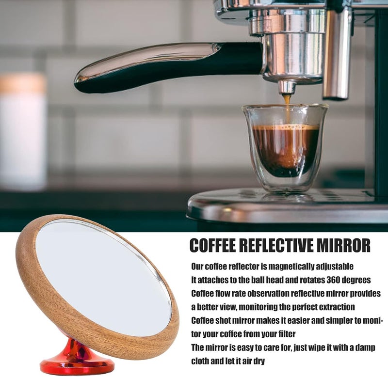 woobles Coffee Mirror, Reflective Coffee Tampering Mirror, Good Viewing Angle, Magnetic for Home (Red) - Image 3